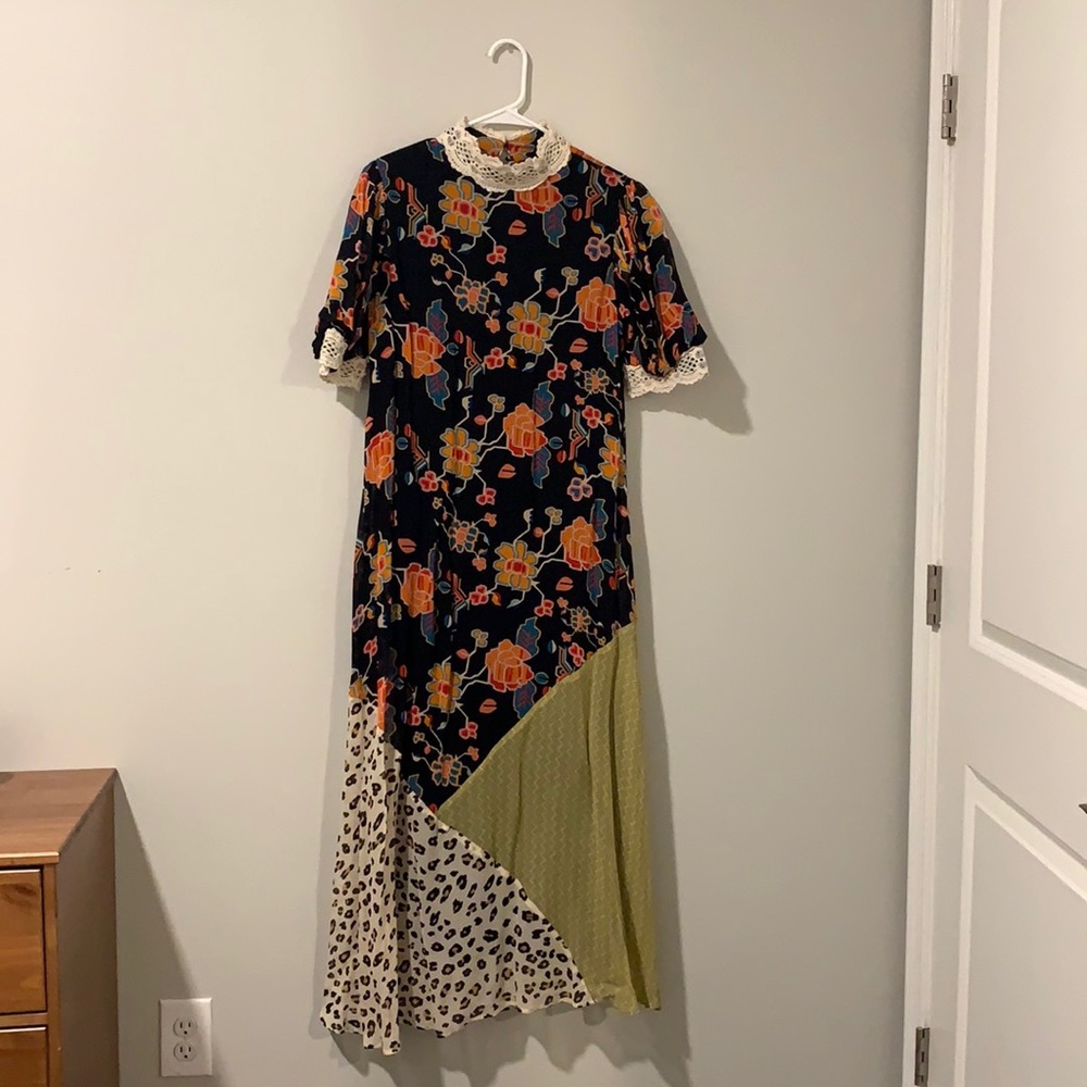 Anthropologie Mixed Print Maxi Dress